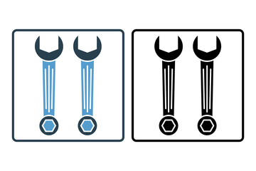 Poster - Wrench icon. icon related to setup and setting. suitable for web site, app, user interfaces, printable etc. solid icon style. simple vector design editable