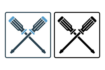 Poster - Screwdriver icon. icon related to setup and setting. suitable for web site, app, user interfaces, printable etc. solid icon style. simple vector design editable