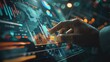 © Ganesha88 - analysis working with the latest financial results. Analysis of sales forecast graphs, financial accounting with hand writing Abstract digital effect for background