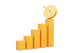 © N ON NE ON - Growth golden target planning embroidered arrow statistics finance chart graph analytics optimization stock economy market trading investing business development concept. 3d render illustration