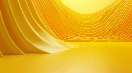 Wall Mural - Abstract wave backdrop. Bright colorful yellow background. modern yellow illustration. 3d rendering