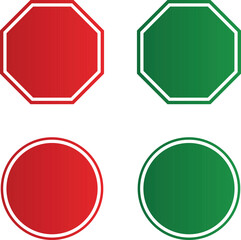 Blank road sign caution frame in red and green color on octagon shape