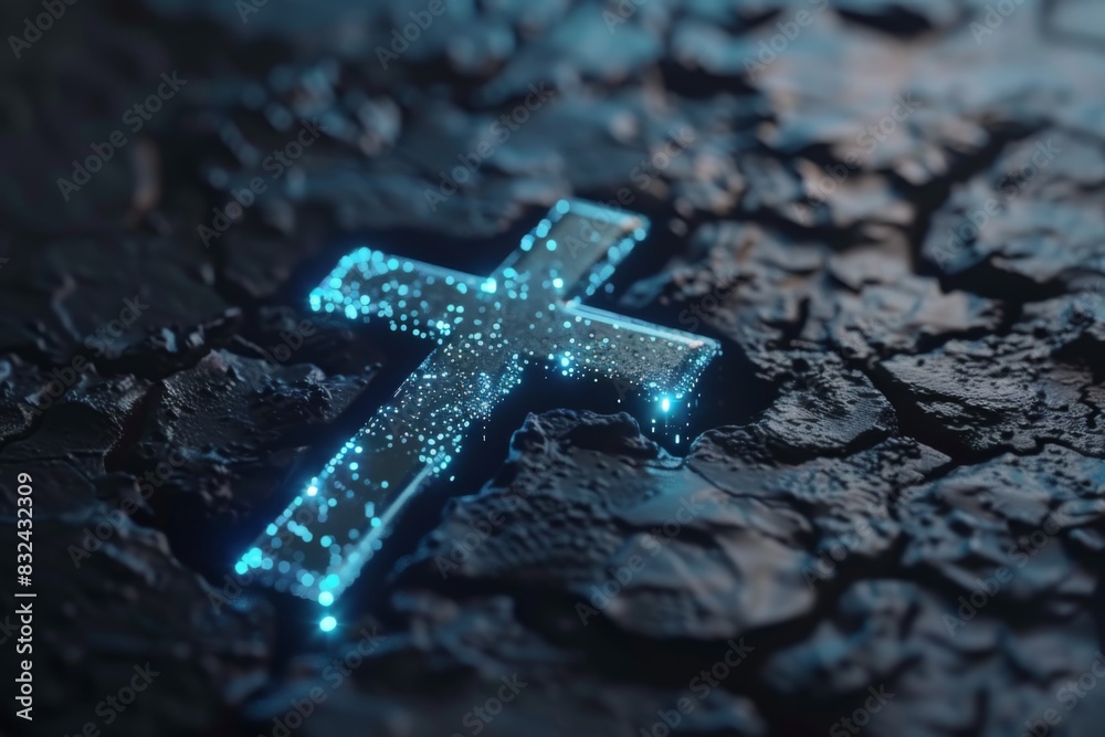 Digital Christian cross god Jesus Christ technological background ...