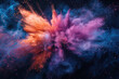 © Mongkol - A colorful explosion of powdery dust with a blue and orange swirl. The colors are vibrant and the dust is scattered all over the image
