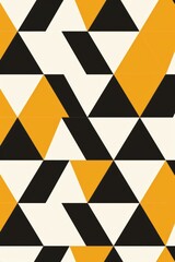 Wall Mural - Abstract Soccer Jersey Design Pattern for Sublimation in Modern Black, Yellow, and White Shades with Sharp Triangles Creating Dynamic Energy