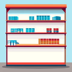 empty shop shelf, vector illustration