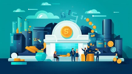 FinTech Startup Success Stories Learn from the Industry Leaders, flat design, minimal