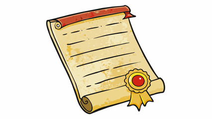 Poster - A parchment document with a gold seal bearing the words Constitution of the Republic. The edges are worn and frayed a sign of its age and long history. Cartoon Vector.