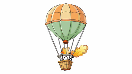 Poster - A peaceful ride on a hot air balloon with a wicker basket suspended beneath a billowing fabric balloon. The serenity of the quiet flight is only. Cartoon Vector.