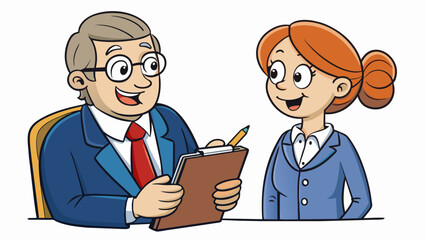 Poster - A person taking detailed notes while listening to a clients story. They ask probing questions and offer reassurance displaying empathy and. Cartoon Vector.