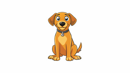Poster - A pet dog patiently sitting by its owners feet looking up with attentive eyes acknowledging their presence and readiness to follow commands.. Cartoon Vector.