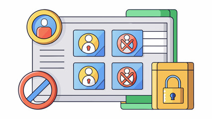 Fototapete - A piece of software with restricted user permissions allowing only certain individuals or groups to make changes or access specific features. The. Cartoon Vector.