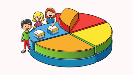 Poster - A pie chart showing the percentage of students in a class who have different hair colors with each slice representing a different color provides a. Cartoon Vector.