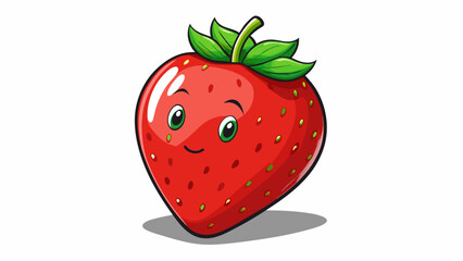 Poster - A plump and juicy red strawberry freshly picked and glistening in the sunlight. The burst of flavor and sweetness with each bite brings a feeling of. Cartoon Vector.