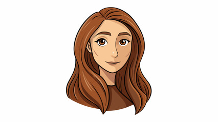 Poster - A portrait of a woman with long flowing hair her face turned to the side in a serene and contemplative expression. Her hair cascades down her. Cartoon Vector.
