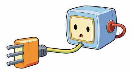 Fototapete - A power cord plugged into an electrical outlet the prongs and slots connecting to transfer energy and power a device.. Cartoon Vector.