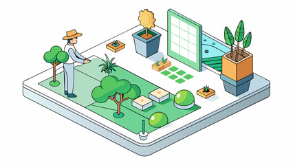 Fototapete - A program is like a garden with different plants functions and tools programming language working together to create a beautiful and functional. Cartoon Vector.
