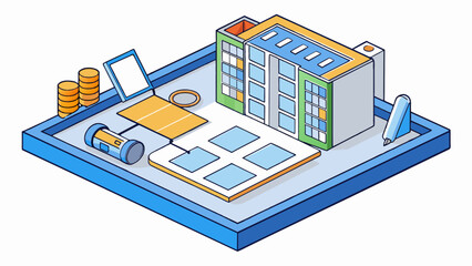 Fototapete - A program is like a blueprint providing a detailed plan for constructing a building or structure.. Cartoon Vector.