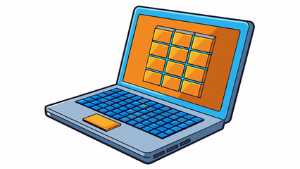 Fototapete - A powerful laptop with a longlasting battery fast processing speed and ample storage capable of efficiently handling multiple tasks and storing large. Cartoon Vector.