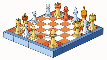 Fototapete - A program is like a game of chess with each piece representing a specific element or action within the program.. Cartoon Vector.