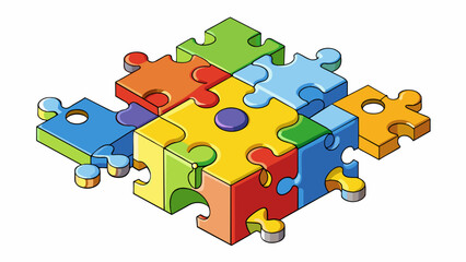 Poster - A puzzle made up of different shapes and pieces each representing a different perspective and input ultimately coming together to form a complete and. Cartoon Vector.