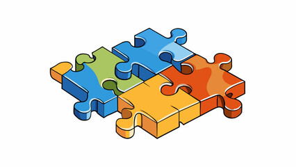 Poster - A puzzle with all its pieces perfectly fitting together completing the final image with seamless ease a reflection of organization and successful. Cartoon Vector.