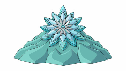 Poster - A rare type of flower with intricate petals that resemble delicate snowflakes can only be found at the top of a secluded mountain peak.. Cartoon Vector.