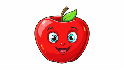 Aufkleber - A red apple with a smooth glossy skin and a crisp texture highlighting its freshness and juiciness.. Cartoon Vector.