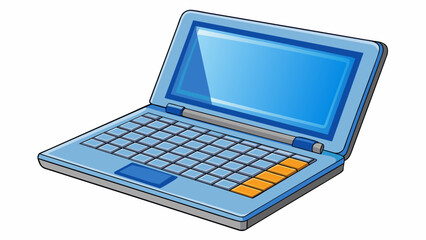 Fototapete - A rectangular device with a hinged screen that can be od and closed. It has a physical keyboard and is used for typing and internet browsing.. Cartoon Vector.