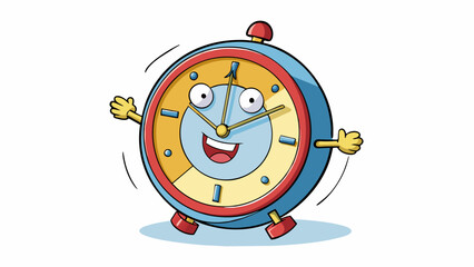 Fototapete - A regular clock has a round face with numbers evenly spaced around the edge a set of three hands that rotate at a constant pace and a steady ticking. Cartoon Vector.