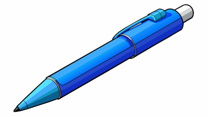 Poster - A regular blue pen with a click mechanism and a mediumsized tip.. Cartoon Vector.