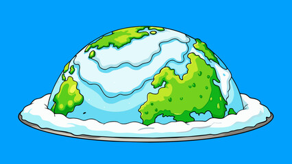 Aufkleber - A rounded mound of earth covered in a thick layer of snow sparkling in the sunlight against the bright blue sky.. Cartoon Vector.