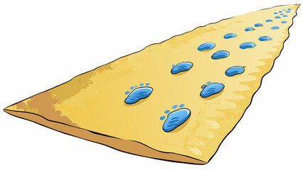 Poster - A row of footprints in the sand each one slightly deeper than the last as they lead towards the ocean.. Cartoon Vector.