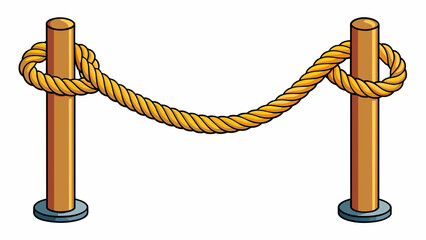 Poster - A rope stretched between two poles with its fibers straining against each other to keep the rope taut and secure.. Cartoon Vector.