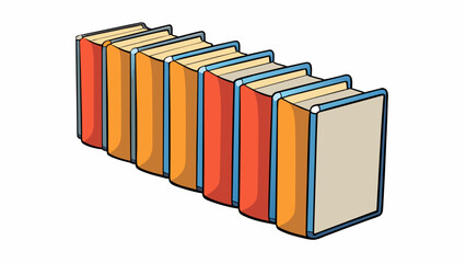 Aufkleber - A row of empty notebooks with crisp clean pages ready to be filled. Each one holds the potential to become a story a journal or a source of ideas and. Cartoon Vector.