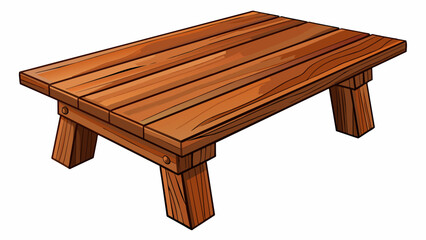 Poster - A rustic wooden table crafted from sy oak with its deep brown color giving it a warm and earthy feel. The natural grain lines add a touch of texture. Cartoon Vector.