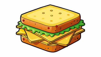 Poster - A sandwich with two layers of cheese neatly stacked between double the amount of bread this sandwich is overflowing with cheese with double the usual. Cartoon Vector.