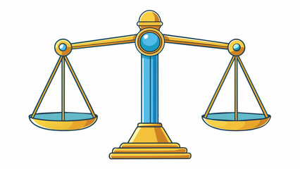 Fototapete - A scale with equal weights on each side rests perfectly even demonstrating balance in measurement.. Cartoon Vector.