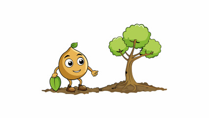 Aufkleber - A seed growing into a tree demonstrating the potential and growth that can come from a small beginning.. Cartoon Vector.