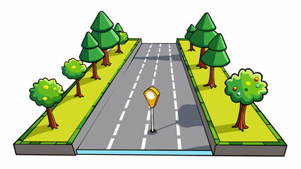 Aufkleber - A secondary road is a smaller and less busy route compared to a highway. It is often lined with trees and has a more relaxed speed limit. The road may. Cartoon Vector.