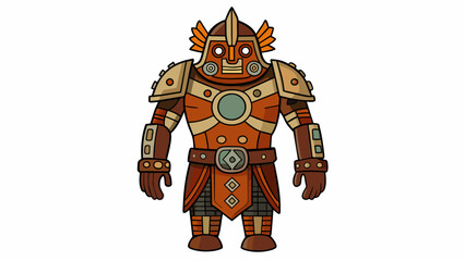 Poster - A set of rusted intricately designed armor of a longdead warrior adorned with symbols and patterns that hint at his culture and beliefs.. Cartoon Vector.