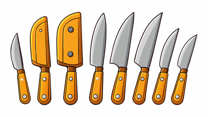 Poster - A sharp kitchen knife set with ergonomic handles and ultrasharp blades including a variety of sizes for different tasks.. Cartoon Vector.