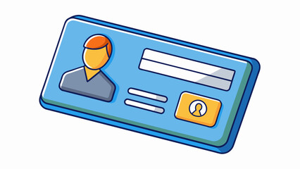 Fototapete - A shiny plastic keycard with a recognizable company logo entitles an employee to access restricted areas and confidential information.. Cartoon Vector.