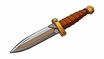 Fototapete - A short douged dagger with a jagged blade and a worn leather handle. Its small size and lightweight make it easy to conceal making it a favorite a. Cartoon Vector.