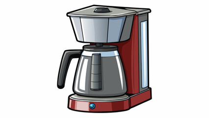 Aufkleber - A sleek and modern coffee maker with a programmable timer stainless steel finish and a capacity to brew up to 12 cups at once.. Cartoon Vector.