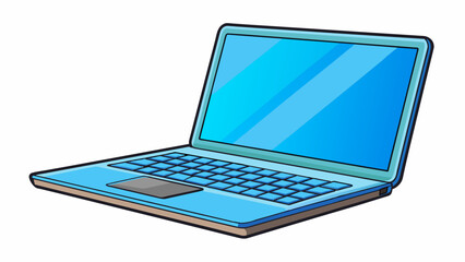 Poster - A sleek and modern laptop with a slim design and a bright highresolution screen.. Cartoon Vector.