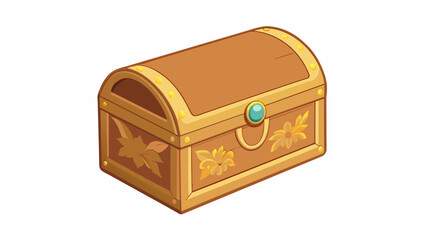 Poster - A small cedar chest passed down through generations emitting a faint scent of vanilla and sawdust. The surface is smooth to the touch with golden. Cartoon Vector.