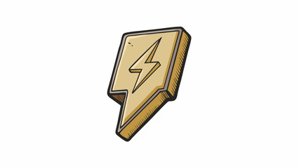 Poster - A small faded sign on a hiking trail with a depiction of a lightning bolt and words reminding hikers to be aware of potential thunderstorms.. Cartoon Vector.