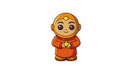 Poster - A small clay figurine passed down through generations is believed to bring good luck and blessings to its owner through its connection to a revered. Cartoon Vector.