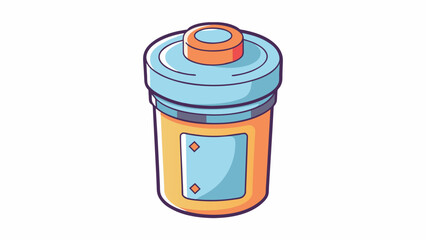 Poster - A small cylindrical object made of plastic with a plastic lid that can be twisted off. It is used to hold and dispense small amounts of liquid or. Cartoon Vector.